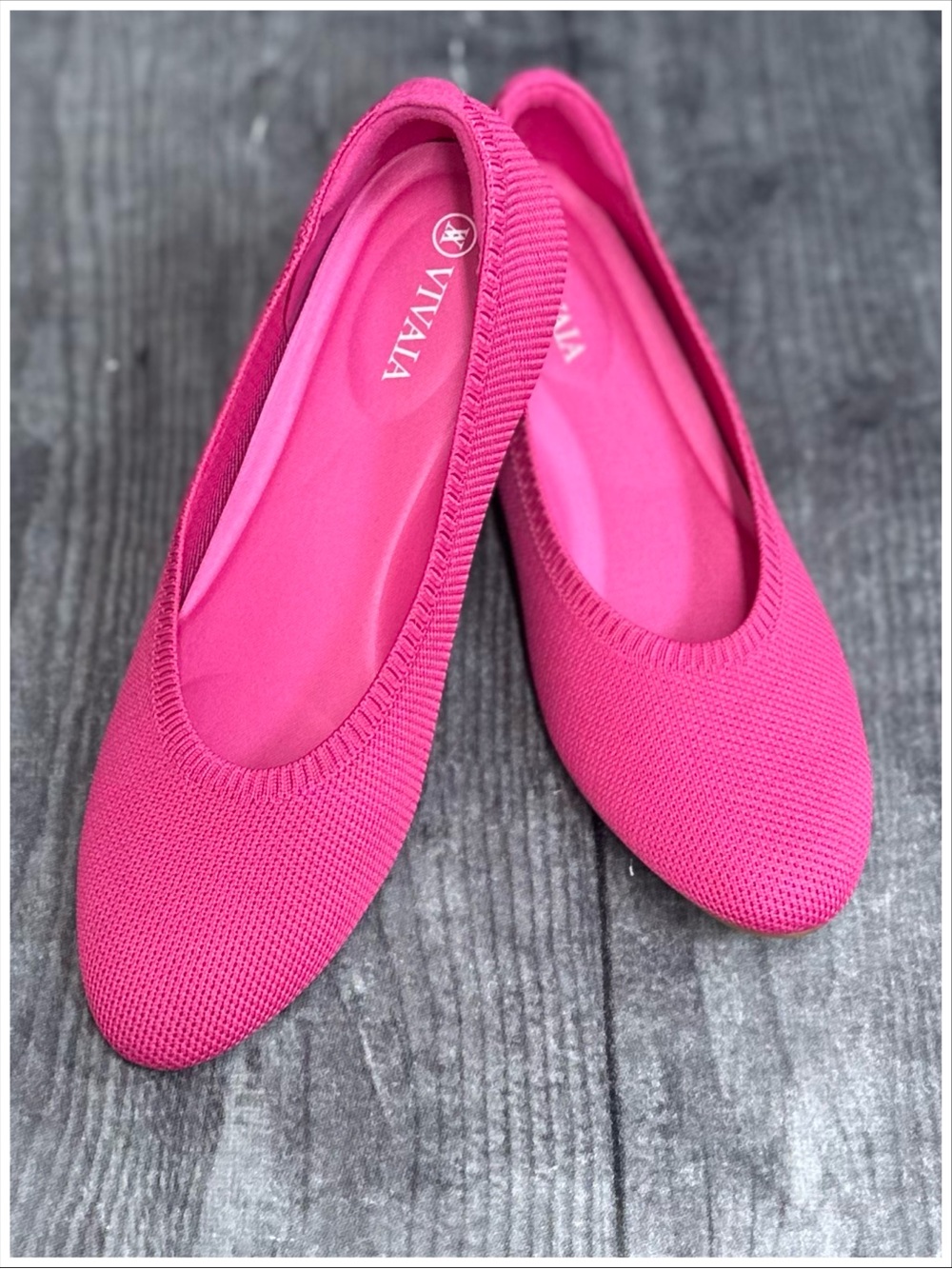 Vivaia Round-Toe Flats (Claire) in Hot Pink [S2183]